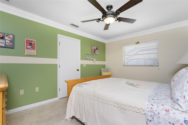 209 Fairway Rd, Rotonda West, FL 33947 - bedroom featuring crown molding, a ceiling fan, and baseboards