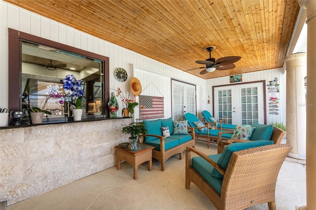 209 Fairway Rd, Rotonda West, FL 33947 - view of patio with french doors, ceiling fan, and an outdoor hangout area