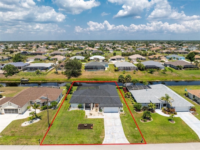 209 Fairway Rd, Rotonda West, FL 33947 - aerial view of residential area featuring property boundaries highlighted and a nearby body of water