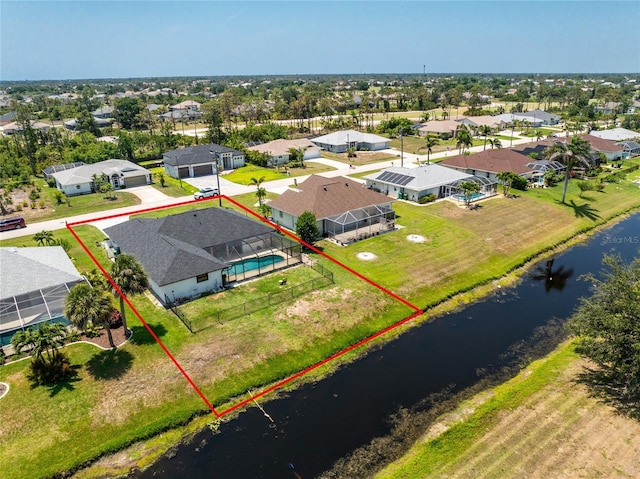 209 Fairway Rd, Rotonda West, FL 33947 - aerial view of residential area featuring property parcel outlined and a nearby body of water