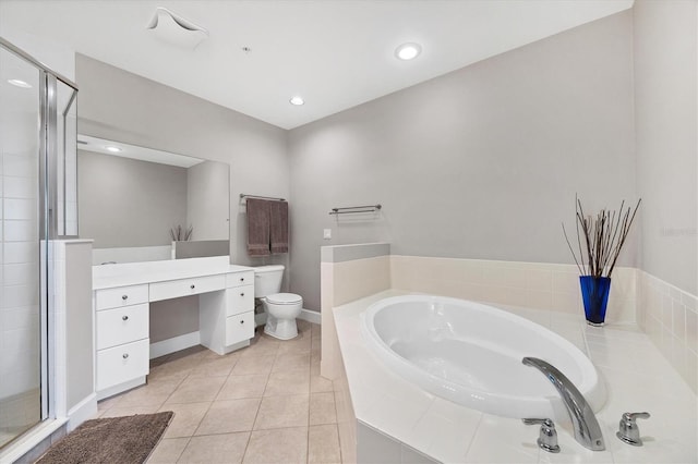 11100 Hacienda Del Mar Blvd Unit G-304, Placida, FL 33946 - full bath with a bath, a stall shower, toilet, vanity, and tile patterned flooring