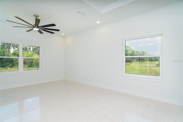 398 Sunset Rd N, Rotonda West, FL 33947 - spare room featuring ceiling fan, recessed lighting, and baseboards
