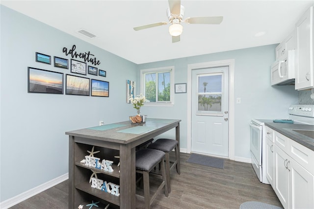 859 E 2nd St, Englewood, FL 34223 - dining area featuring dark wood-style flooring, a ceiling fan, and baseboards