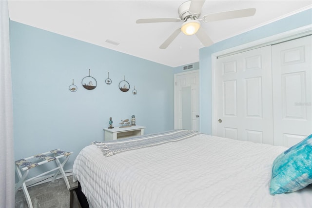 859 E 2nd St, Englewood, FL 34223 - bedroom featuring a closet and ceiling fan