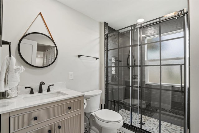 7530 Whitcomb St, Englewood, FL 34223 - bathroom featuring toilet, a stall shower, and vanity
