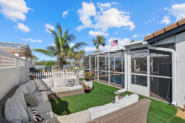 7530 Whitcomb St, Englewood, FL 34223 - view of yard featuring outdoor lounge area, a patio, and an outdoor pool