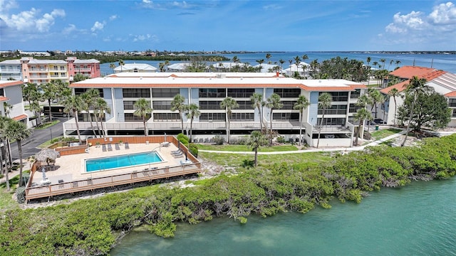 1501 Beach Rd Unit 310, Englewood, FL 34223 - aerial view of a pool area and a nearby body of water