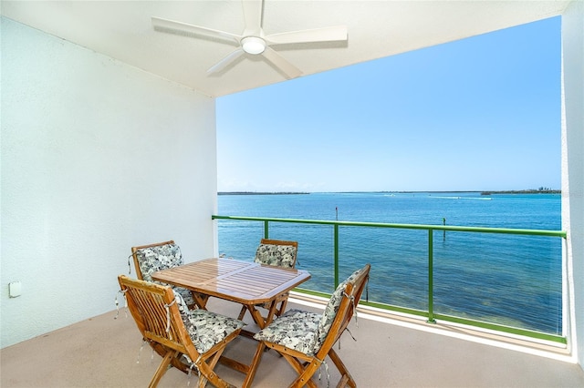 1375 Beach Rd Unit 201, Englewood, FL 34223 - balcony with a ceiling fan and a water view