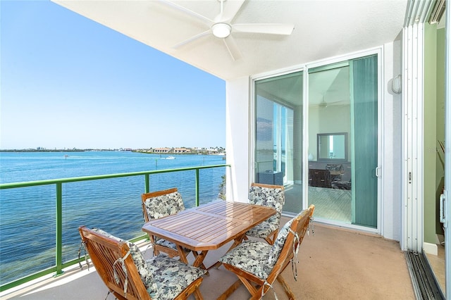 1375 Beach Rd Unit 201, Englewood, FL 34223 - balcony featuring a water view and ceiling fan