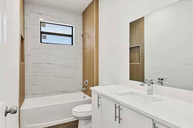 10242 Hallendale Dr, Port Charlotte, FL 33981 - full bathroom with vanity, toilet, and shower / washtub combination