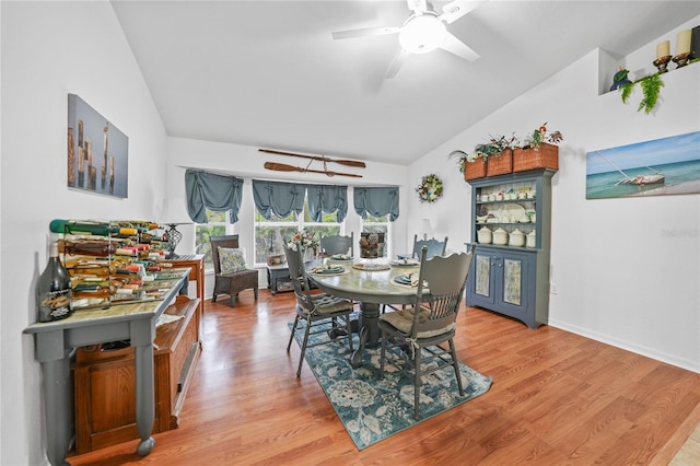 13703 Drysdale Ave, Port Charlotte, FL 33981 - dining space with lofted ceiling, a ceiling fan, and light wood-style flooring