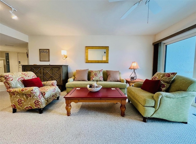 2380 N Beach Rd Unit 210, Englewood, FL 34223 - carpeted living area featuring ceiling fan and track lighting
