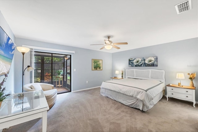 534 Wekiva River Ct Unit 103, Englewood, FL 34223 - bedroom with carpet, access to outside, baseboards, and ceiling fan