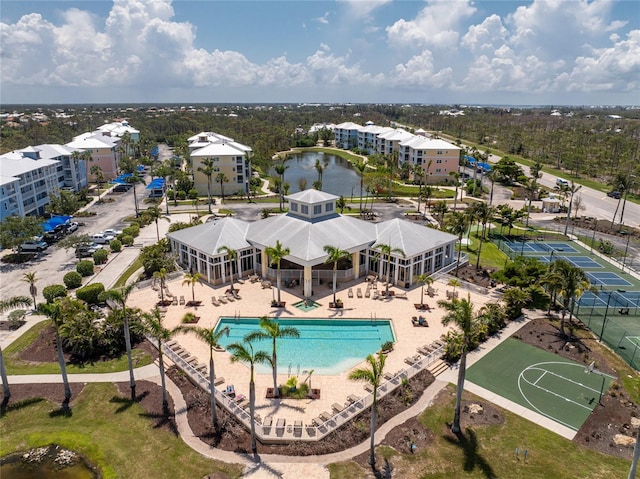 8405 Placida Rd Unit 406, Placida, FL 33946 - drone / aerial view of a pool area and a nearby body of water