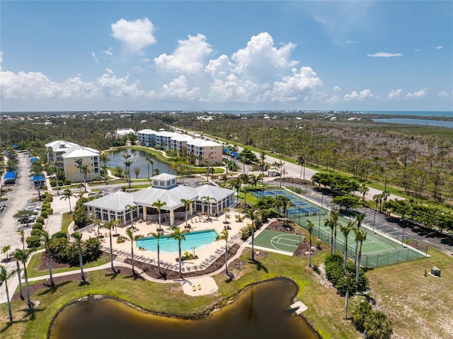 8405 Placida Rd Unit 406, Placida, FL 33946 - bird's eye view of a pool and a nearby body of water