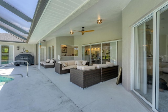 423 Boundary Blvd, Rotonda West, FL 33947 - view of patio / terrace with outdoor lounge area and a ceiling fan
