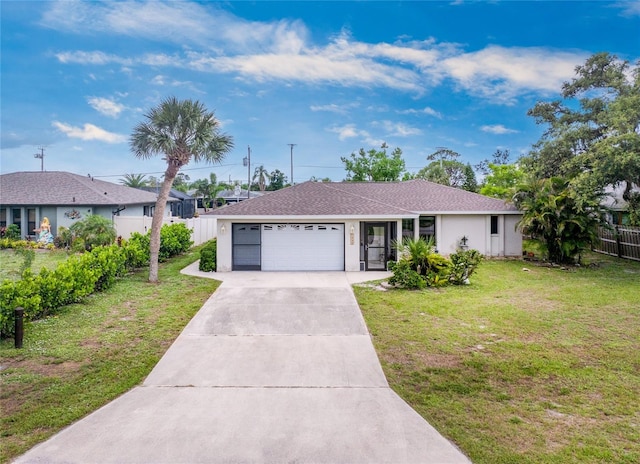 1337 Le Pera Rd, Englewood, FL 34223 - ranch-style house featuring driveway, an attached garage, stucco siding, and roof with shingles