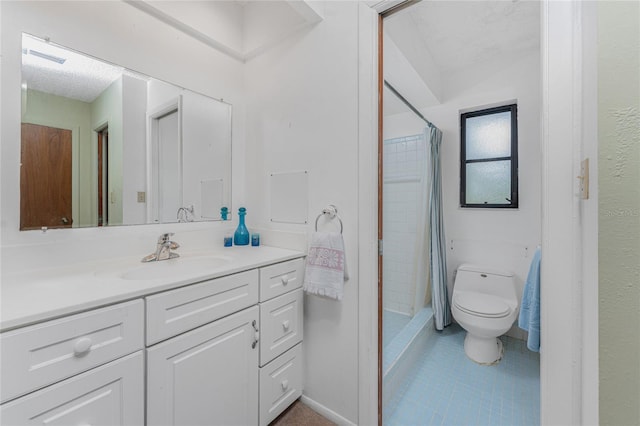 1337 Le Pera Rd, Englewood, FL 34223 - bathroom featuring vanity, toilet, a shower with shower curtain, and tile patterned floors