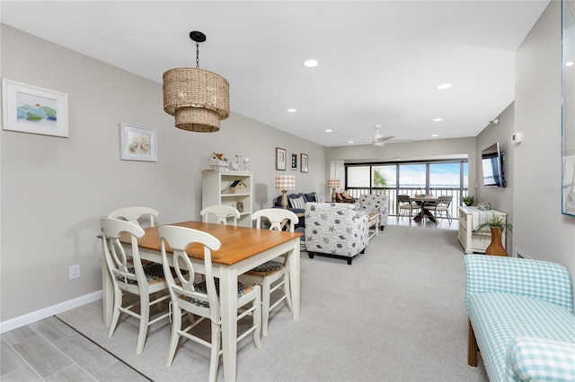 1591 Beach Rd Unit 402, Englewood, FL 34223 - dining room featuring a ceiling fan and recessed lighting