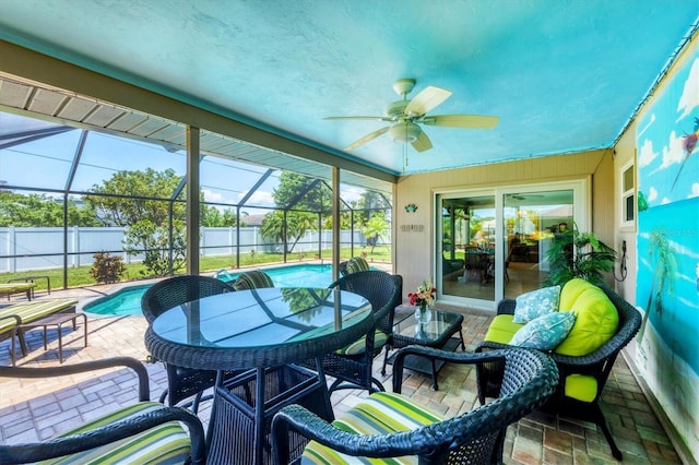 1040 Caples St, Englewood, FL 34223 - sunroom with ceiling fan and a pool