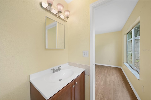 4371 Tollefson Ave, North Port, FL 34287 - bathroom featuring vanity and wood finished floors