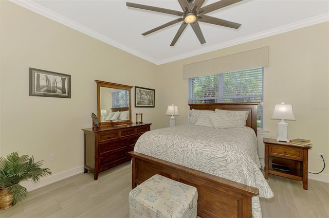13051 Creekside Ln, Port Charlotte, FL 33953 - bedroom with light wood finished floors, crown molding, and a ceiling fan