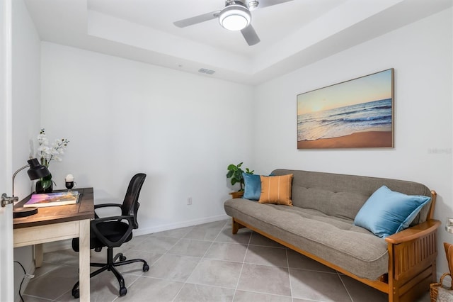 12550 Galapagos Ct Unit 104, Venice, FL 34293 - tiled office space featuring a raised ceiling and ceiling fan