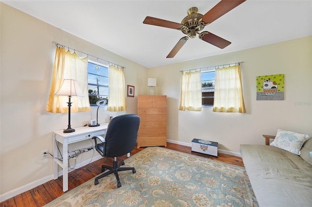 7690 Castleberry Ter, Englewood, FL 34224 - office space with wood finished floors and a ceiling fan