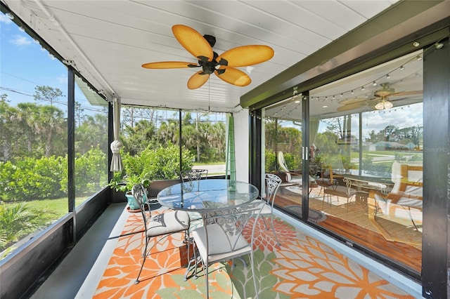 7690 Castleberry Ter, Englewood, FL 34224 - sunroom / solarium with a ceiling fan and outdoor dining space