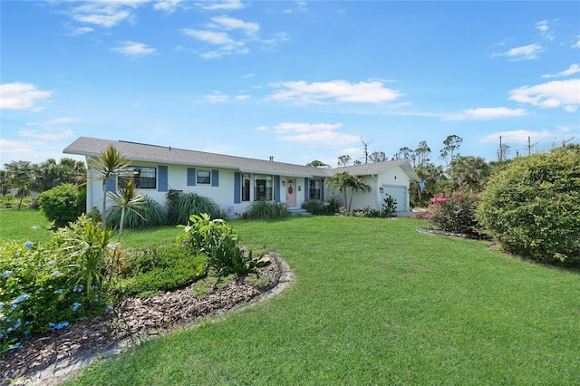 7690 Castleberry Ter, Englewood, FL 34224 - ranch-style house featuring a front lawn, stucco siding, and an attached garage