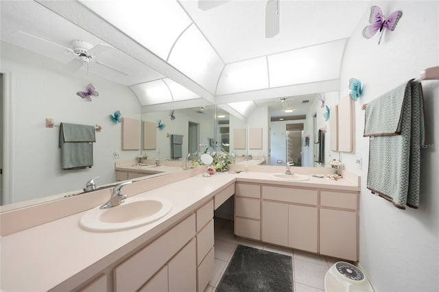 196 Lecturn St, Port Charlotte, FL 33954 - full bath with tile patterned flooring, double vanity, and ceiling fan