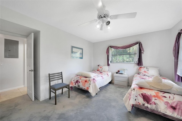 196 Lecturn St, Port Charlotte, FL 33954 - bedroom featuring electric panel, carpet flooring, and a ceiling fan