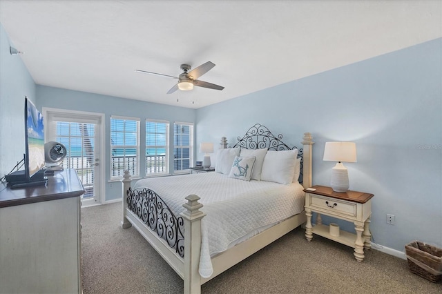 7554 Palm Island Dr S Unit 1813, Placida, FL 33946 - bedroom featuring carpet, access to outside, and a ceiling fan