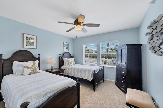 7554 Palm Island Dr S Unit 1813, Placida, FL 33946 - bedroom with light colored carpet and ceiling fan