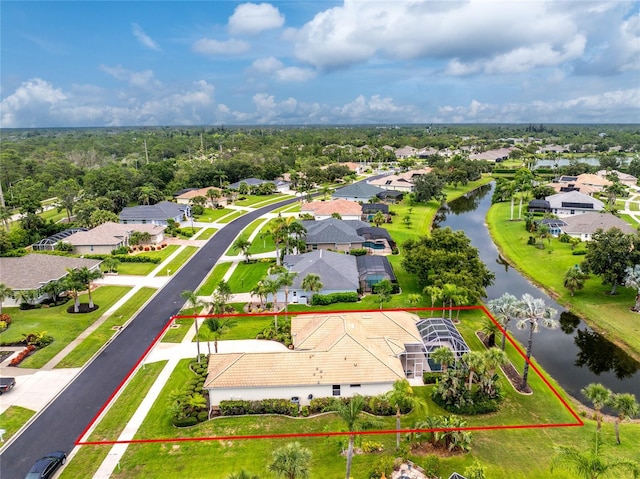 117 Abercrombie Ave, Englewood, FL 34223 - aerial view of residential area featuring property boundaries highlighted and a nearby body of water