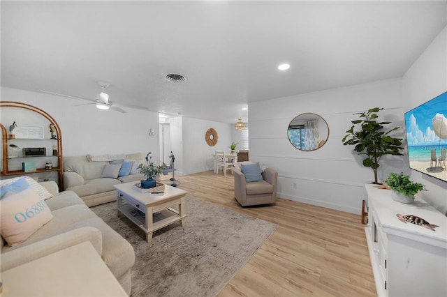 1730 Bluebird Ln, Englewood, FL 34224 - living area featuring light wood-style flooring and a ceiling fan