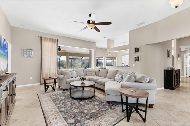 39 Pine Valley Ct, Rotonda West, FL 33947 - living area featuring ceiling fan and light tile patterned floors