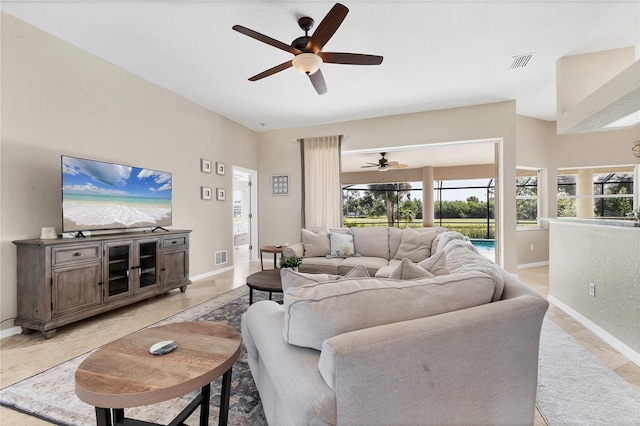39 Pine Valley Ct, Rotonda West, FL 33947 - living area featuring ceiling fan and light tile patterned flooring