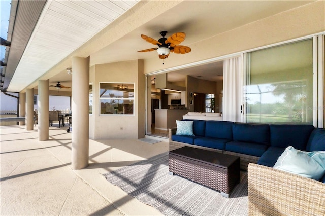 39 Pine Valley Ct, Rotonda West, FL 33947 - view of patio / terrace with a ceiling fan and an outdoor hangout area