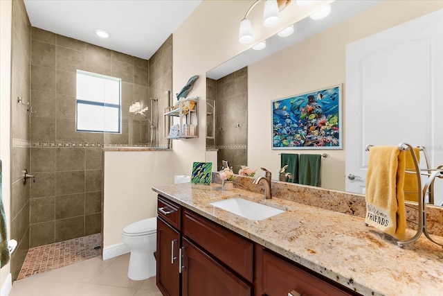 10029 Boylston St, Port Charlotte, FL 33981 - bathroom with vanity, a walk in shower, and tile patterned flooring