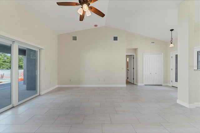 5781 Elton Rd, Venice, FL 34293 - unfurnished room with ceiling fan and high vaulted ceiling