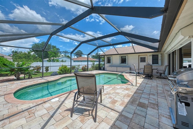 7218 Darlington St, Englewood, FL 34224 - view of pool featuring a patio, grilling area, and a lanai