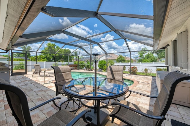 7218 Darlington St, Englewood, FL 34224 - view of patio / terrace with area for grilling and glass enclosure