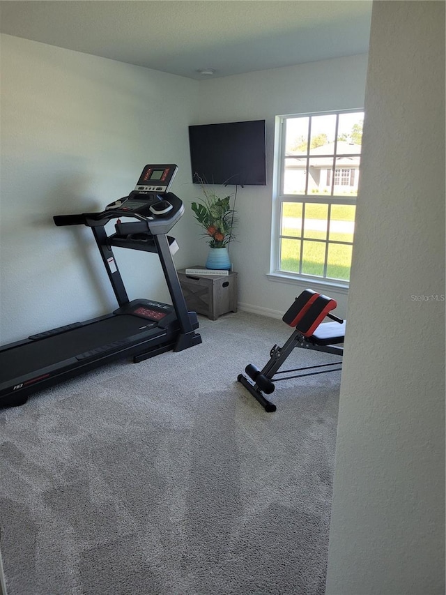 7168 Rison St, Port Charlotte, FL 33981 - workout room featuring carpet flooring and baseboards