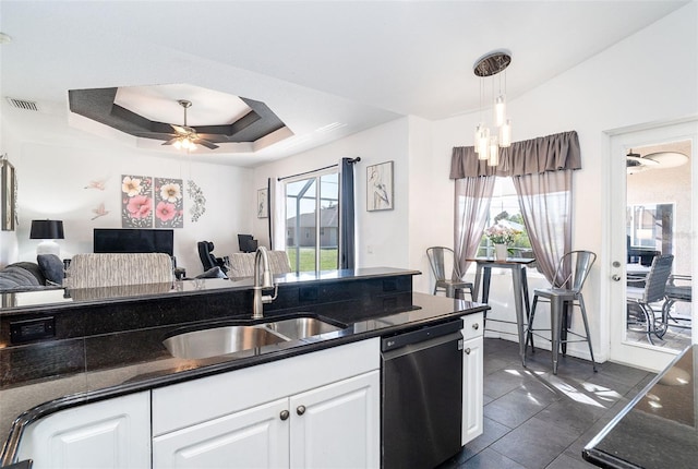 7376 Stetson Ln, Port Charlotte, FL 33981 - kitchen featuring dishwasher, ceiling fan, open floor plan, and healthy amount of natural light