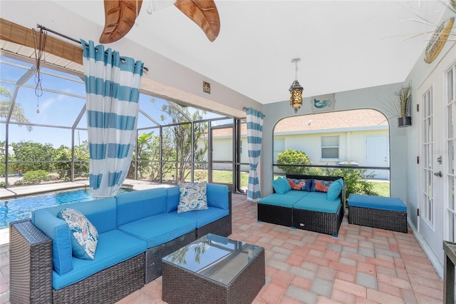 926 Boundary Blvd, Rotonda West, FL 33947 - sunroom featuring an outdoor hangout area and a ceiling fan