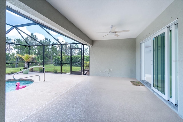 6 Medalist Ct, Rotonda West, FL 33947 - view of patio with ceiling fan, an outdoor pool, and glass enclosure