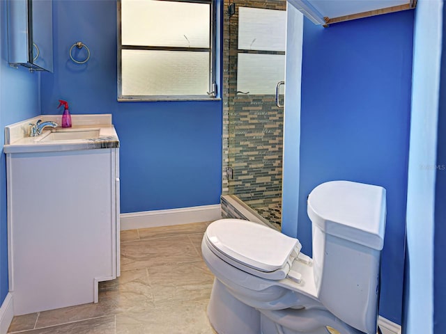 1295 S Maryknoll Rd, Englewood, FL 34223 - full bathroom featuring a stall shower, vanity, and marble finish floors
