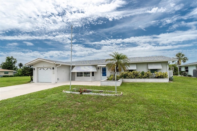 39 Caddy Rd, Rotonda West, FL 33947 - ranch-style home with concrete driveway, stucco siding, and a front yard
