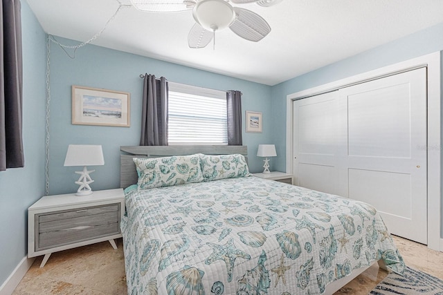 1030 Haste Ln, Englewood, FL 34223 - bedroom with a closet and ceiling fan